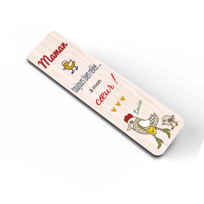 Marque-page personnalisé en bois et couleur, Cadeau pour maman, mamie, Illustration originale, fête des Mères, anniversaire