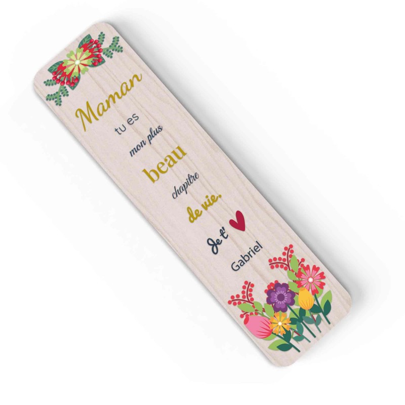 Marque-page personnalisé en bois et couleur, Cadeau pour maman, mamie