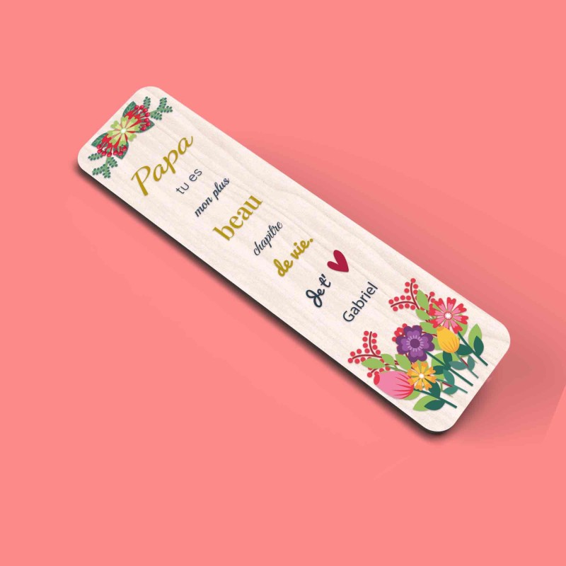 Marque-page personnalisé en bois et couleur, Cadeau pour maman, mamie, Illustration originale, fête des Mères, anniversaire