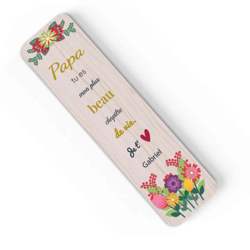 Marque-page personnalisé en bois et couleur, Cadeau pour maman, mamie, Illustration originale, fête des Mères, anniversaire