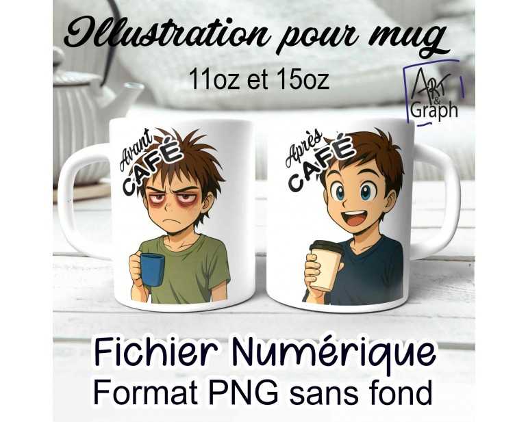 Illustration Digital Sublimation mug tasse humour boy