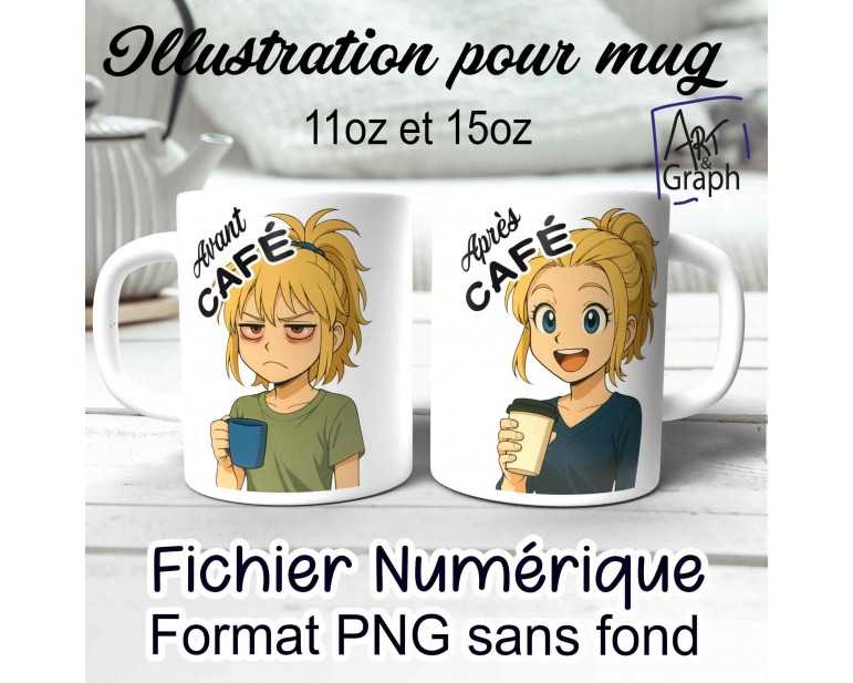 Illustration Digital Sublimation mug tasse humour fille blonde