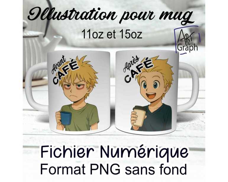 Illustration Digital Sublimation mug tasse humour boy blond