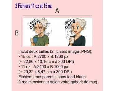 Illustration Digital Sublimation mug tasse humour femme cheveux blanc