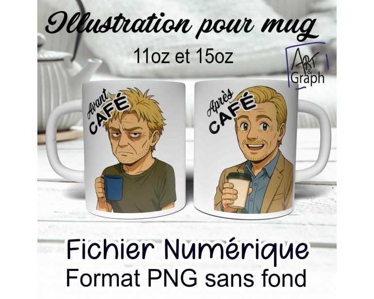 Illustration Digital Sublimation mug tasse humour homme blond