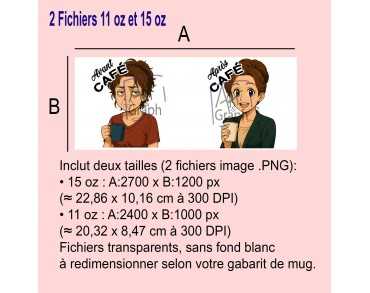 Illustration Digital Sublimation mug tasse humour femme chatain