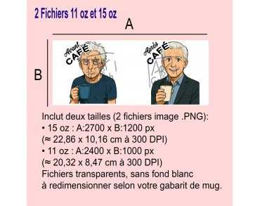 Illustration Digital Sublimation mug tasse humour homme cheveux blanc