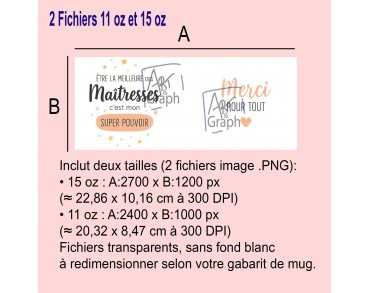 Illustration Digital Sublimation mug tasse cadeaux maîtresse fin d'année