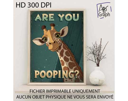Affiche Numérique Drôle Girafe