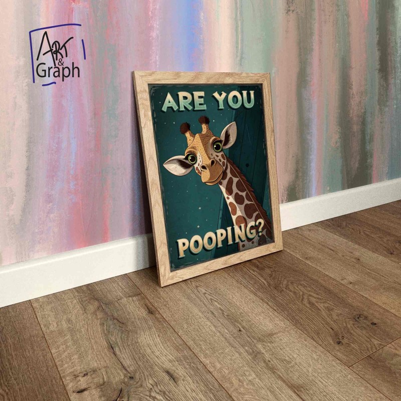 Affiche Numérique Drôle Girafe - Illustration Humoristique Haute Définition Téléchargeable pour Décoration
