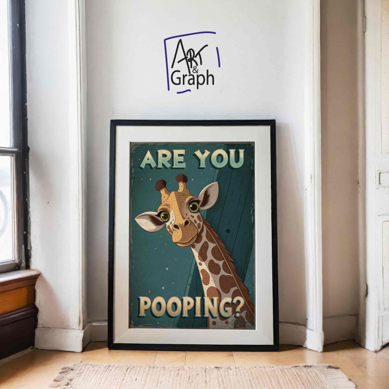 Affiche Numérique Drôle singe - Illustration Humoristique Téléchargeable pour Décoration Salle de Bain