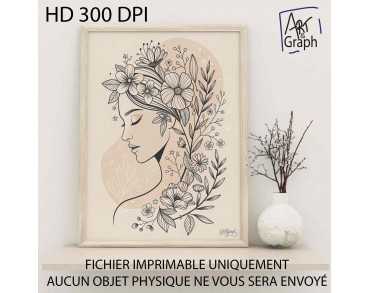 Affiche Numérique Illustration Florale Féminine