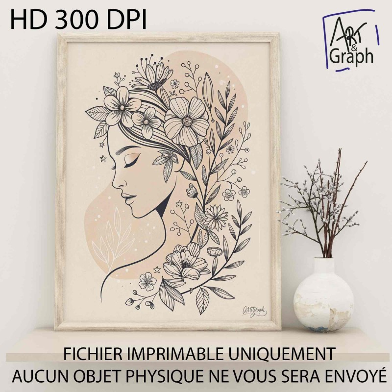 Affiche Numérique Illustration Florale Féminine