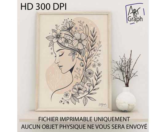 Affiche Numérique Illustration Florale Féminine