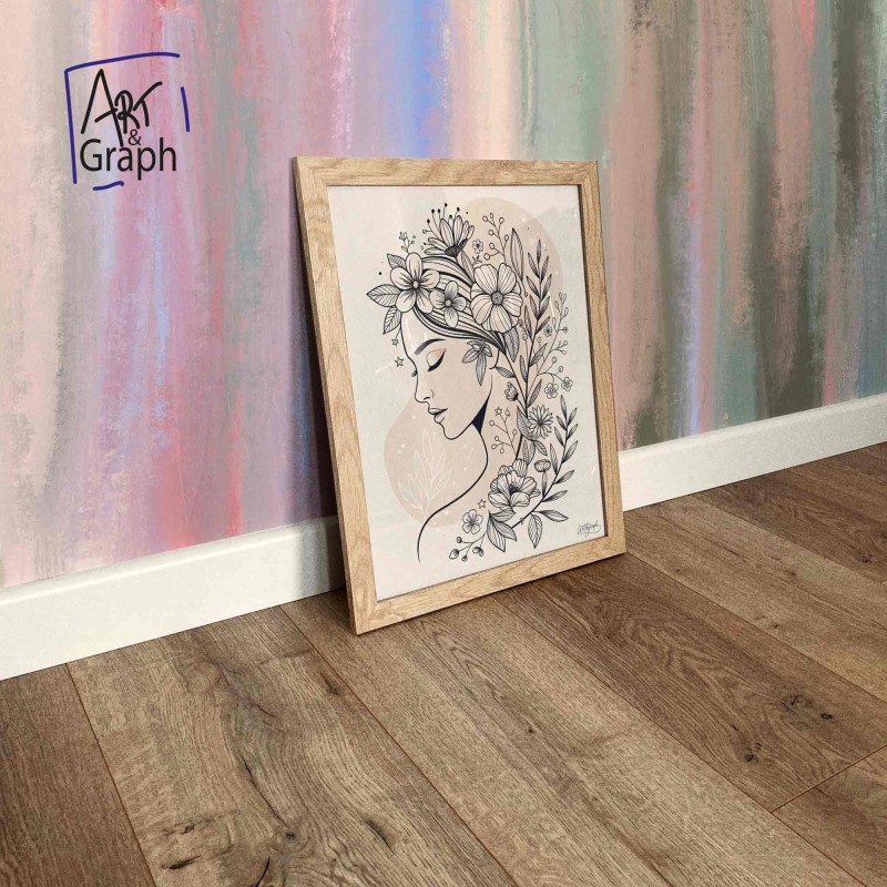 Affiche Numérique Illustration Florale Féminine - Art Minimaliste en Ligne Continue - Téléchargeable 300DPI
