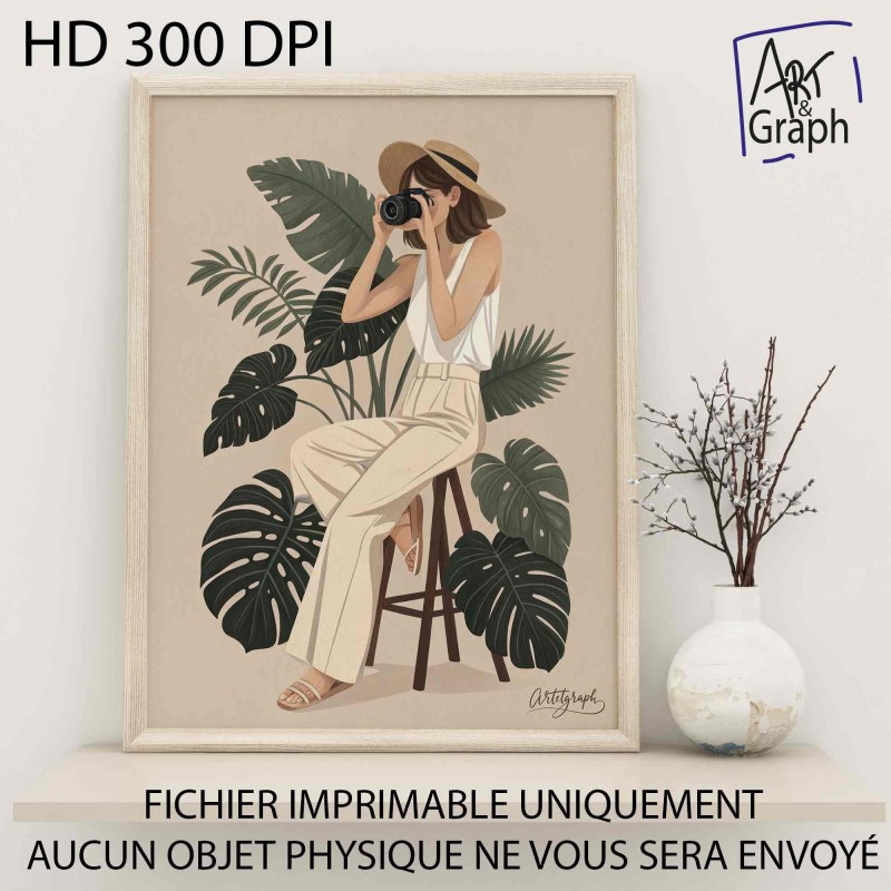 Affiche Numérique Minimaliste Femme Photographe