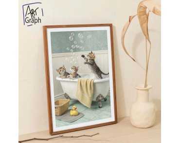 Affiche Numérique Chatons dans la Baignoire