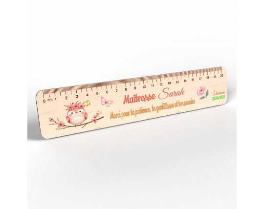 Règle en Bois Personnalisée Thème oiseau fleuri
