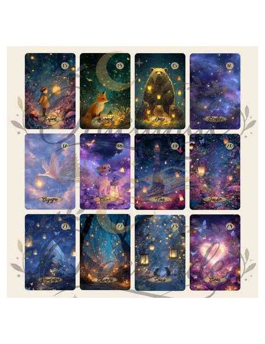 Oracle Lenormand Enchanté – Jeu de 36 cartes personnalisable – Dos avec prénom – Oraclande