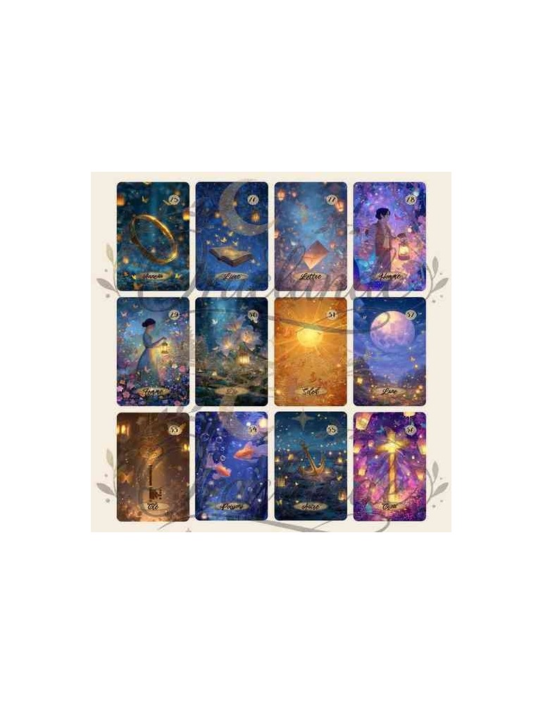 Oracle Lenormand Enchanté – Jeu de 36 cartes personnalisable – Dos avec prénom – Oraclande