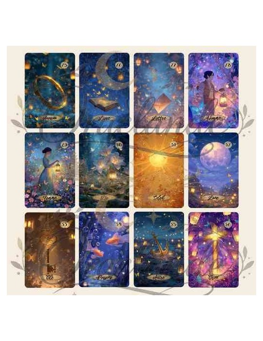 Oracle Lenormand Enchanté – Jeu de 36 cartes personnalisable – Dos avec prénom – Oraclande