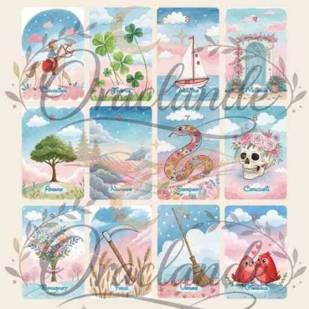 Oracle Lenormand Enfance – Jeu de 36 cartes personnalisable – Dos avec prénom – Oraclande