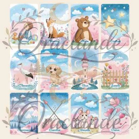 Oracle Lenormand Enfance – Jeu de 36 cartes personnalisable – Dos avec prénom – Oraclande
