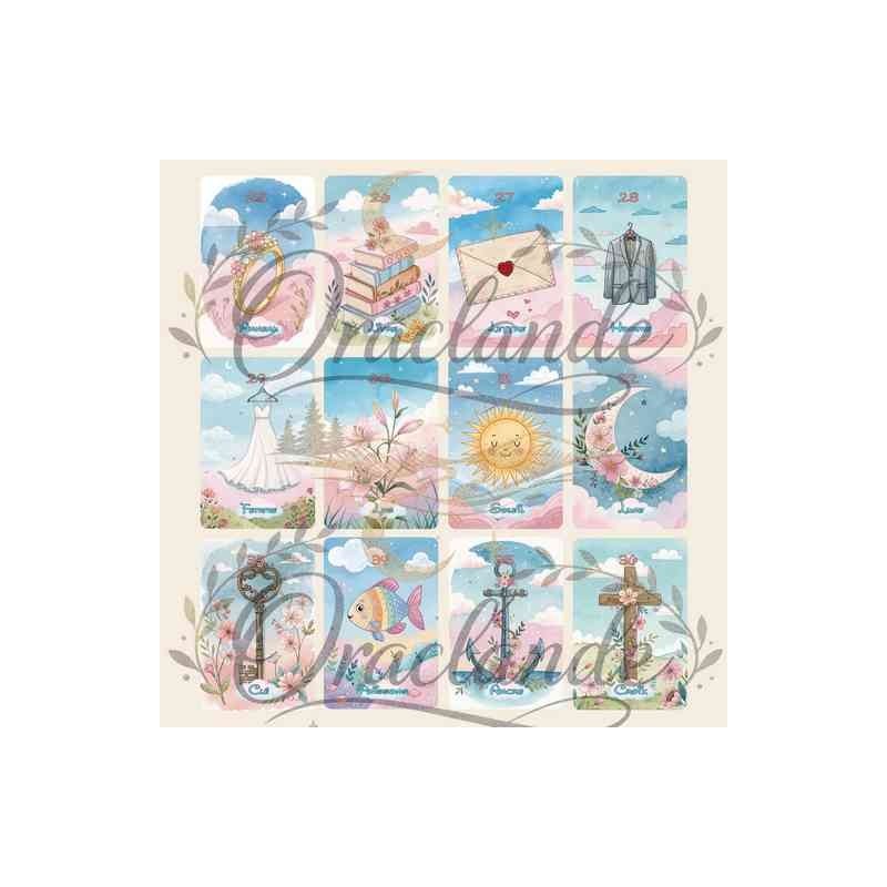 Oracle Lenormand Enfance – Jeu de 36 cartes personnalisable – Dos avec prénom – Oraclande
