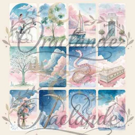 Oracle Lenormand Elégance – Jeu de 36 cartes personnalisable – Dos avec prénom – Oraclande