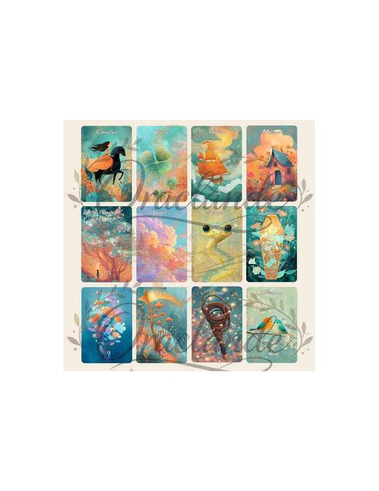 Oracle Lenormand Douceur – Jeu de 36 cartes personnalisable – Dos avec prénom – Oraclande