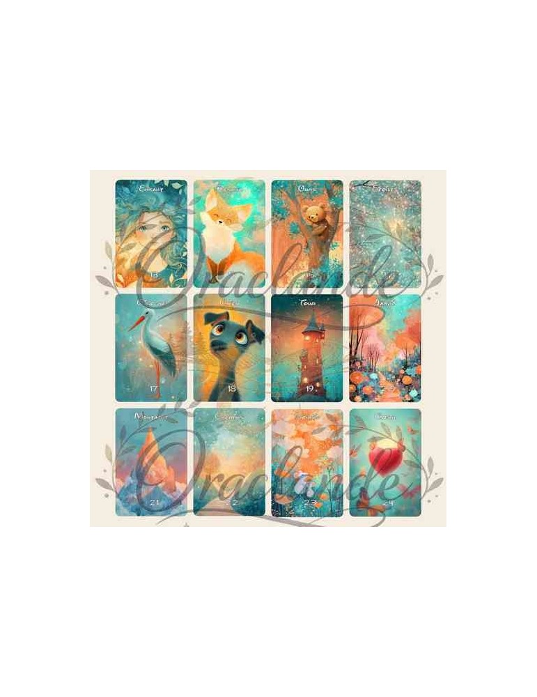 Oracle Lenormand Douceur – Jeu de 36 cartes personnalisable – Dos avec prénom – Oraclande
