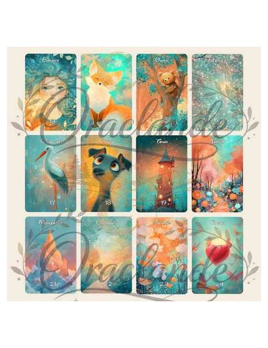Oracle Lenormand Douceur – Jeu de 36 cartes personnalisable – Dos avec prénom – Oraclande