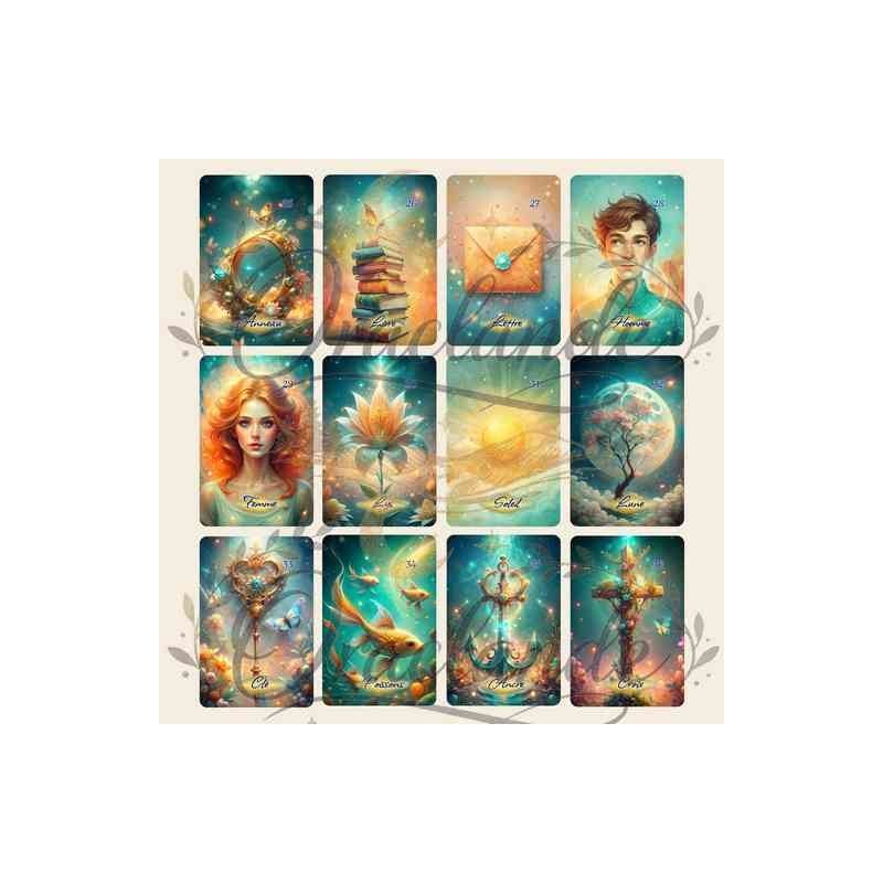 Oracle Lenormand Onirique – Jeu de 36 cartes personnalisable – Dos avec prénom – Oraclande