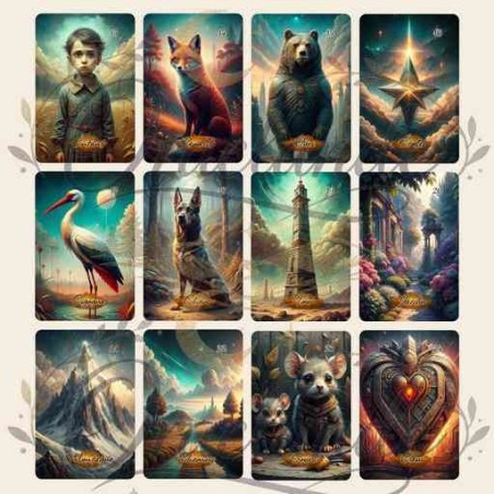 Oracle Lenormand Cosmos – Jeu de 36 cartes personnalisable – Dos avec prénom – Oraclande