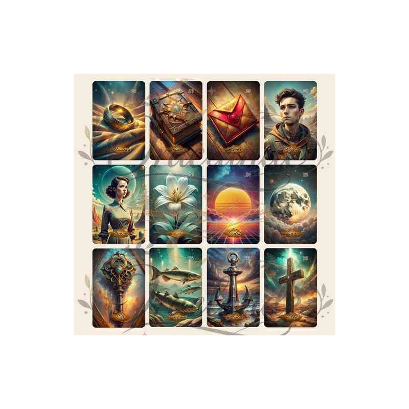Oracle Lenormand Cosmos – Jeu de 36 cartes personnalisable – Dos avec prénom – Oraclande