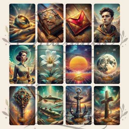 Oracle Lenormand Cosmos – Jeu de 36 cartes personnalisable – Dos avec prénom – Oraclande