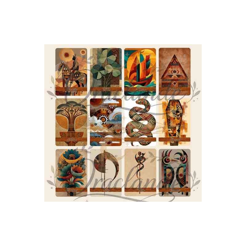 Oracle Lenormand Ancestral – Jeu de 36 cartes personnalisable – Dos avec prénom – Oraclande