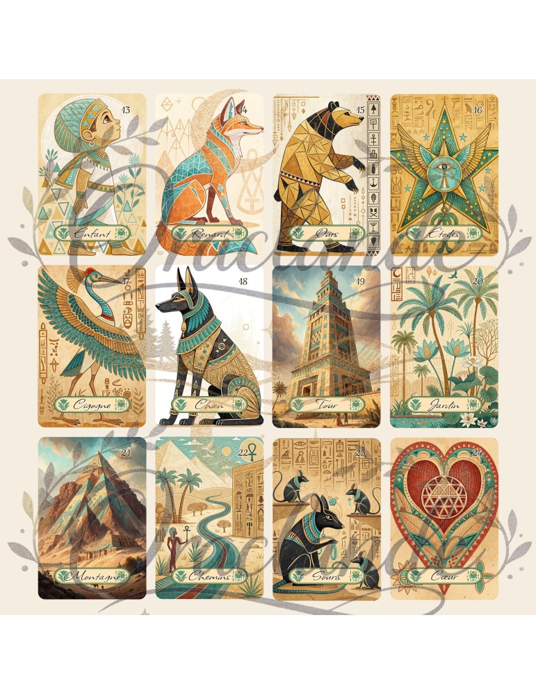 Oracle Lenormand Origine – Jeu de 36 cartes personnalisable – Dos avec prénom – Oraclande