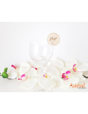 Marque verre, marque place bois personnalisé rond - Mariage, Baptême, ou Anniversaire - Décoration de table