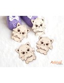 Marque place chaton coeur en bois personnalisé