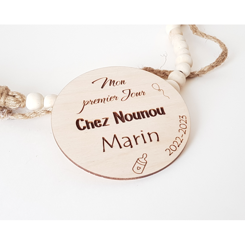 Carte bois mon premier jour personnalisée pour photo nounou atsem tata tati mam