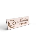 Badge opticien personnalisé bois