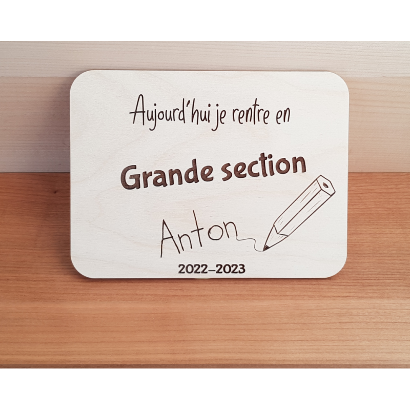 Panneau bois rentrée scolaire personnalisée pour photo souvenir premier jour école maternelle primaire