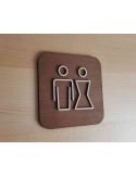 Signalétique en bois porte de toilette unisexe, enseigne WC
