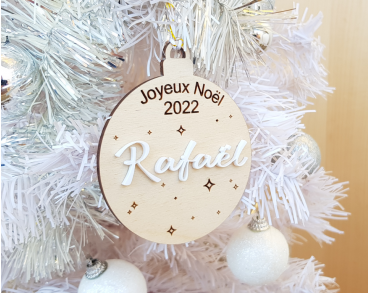 Boule de Noël personnalisée -bois acrylique prénom