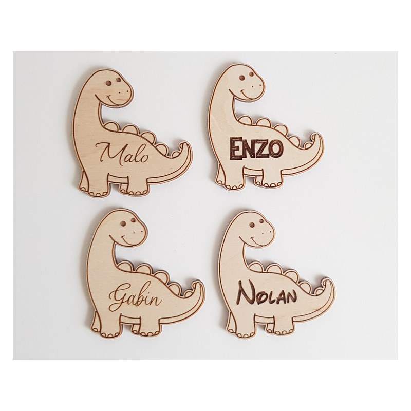 Marque place dinosaure en bois personnalisé