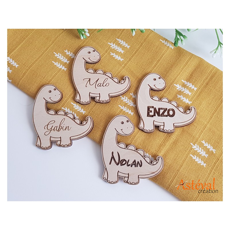 Marque place dinosaure en bois personnalisé, Baptême, ou Anniversaire, Décoration de table enfant