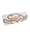 Badge personnalisé puéricultrice, motif bébé et puériculture, vue en biais