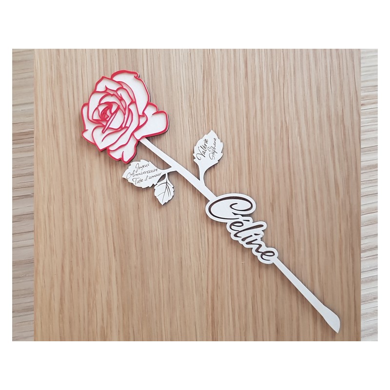 Rose rouge en bois personnalisé