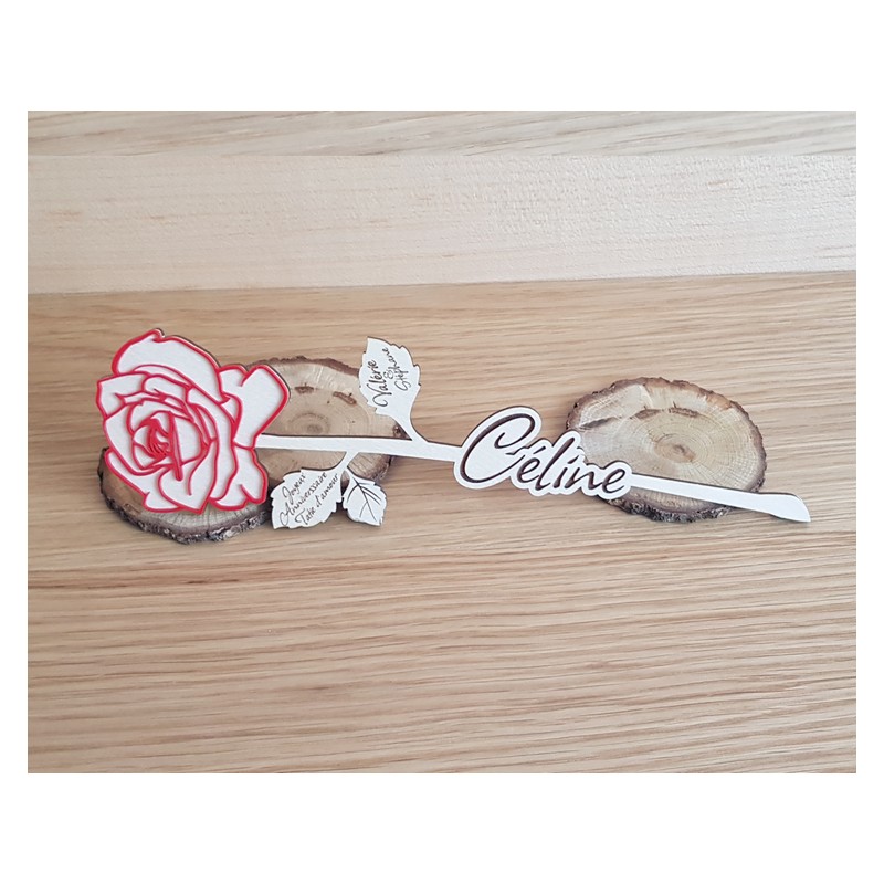 Rose rouge en bois personnalisé  Fête des mère, rose de noël, remerciement, mamie, maîtresse, nounou, atsem, St valentin, mariag